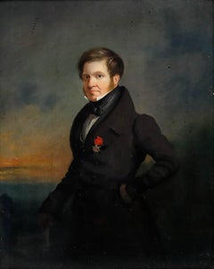 Romantic 19th Century Oil - French Gentlemen with Legion of Honour