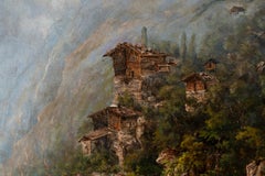Romantic Alpine Landscape with Stone Bridge and Mazots near Stalden, Zermatt