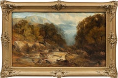 Pintor romántico británico - Pintura paisajista del siglo XIX - Escena de caza