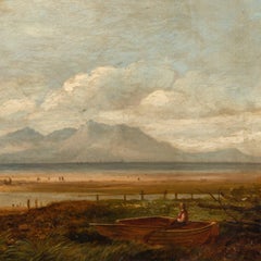 Pintor romántico británico - Pintura paisajista del siglo XIX - Vista del lago