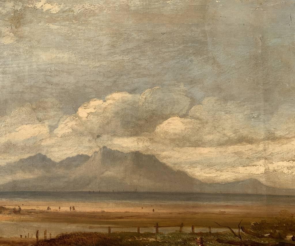 Romantic British painter - 19th century landscape painting - Lake view For Sale 3