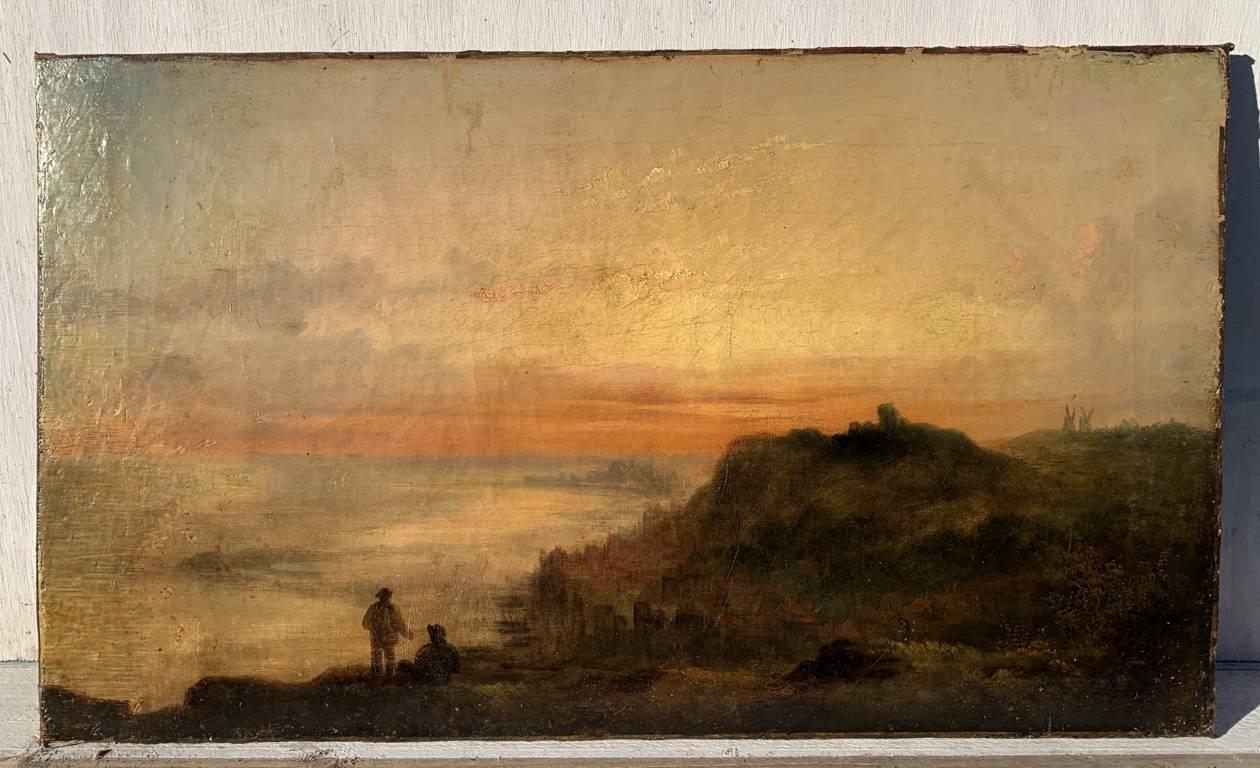 Pittore romantico britannico - Paesaggio del XIX secolo - Mare - Olio su tela - Painting di Unknown