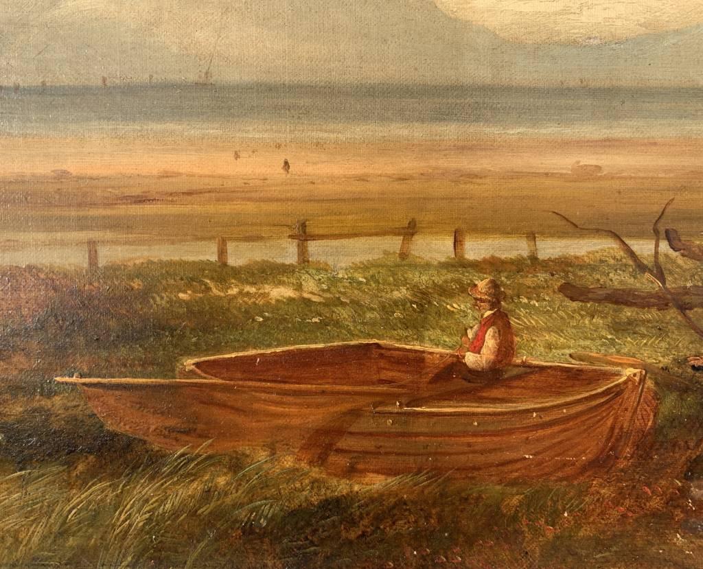 Romantic British painter - 19th century landscape painting - Sea - Oil on canvas For Sale 1