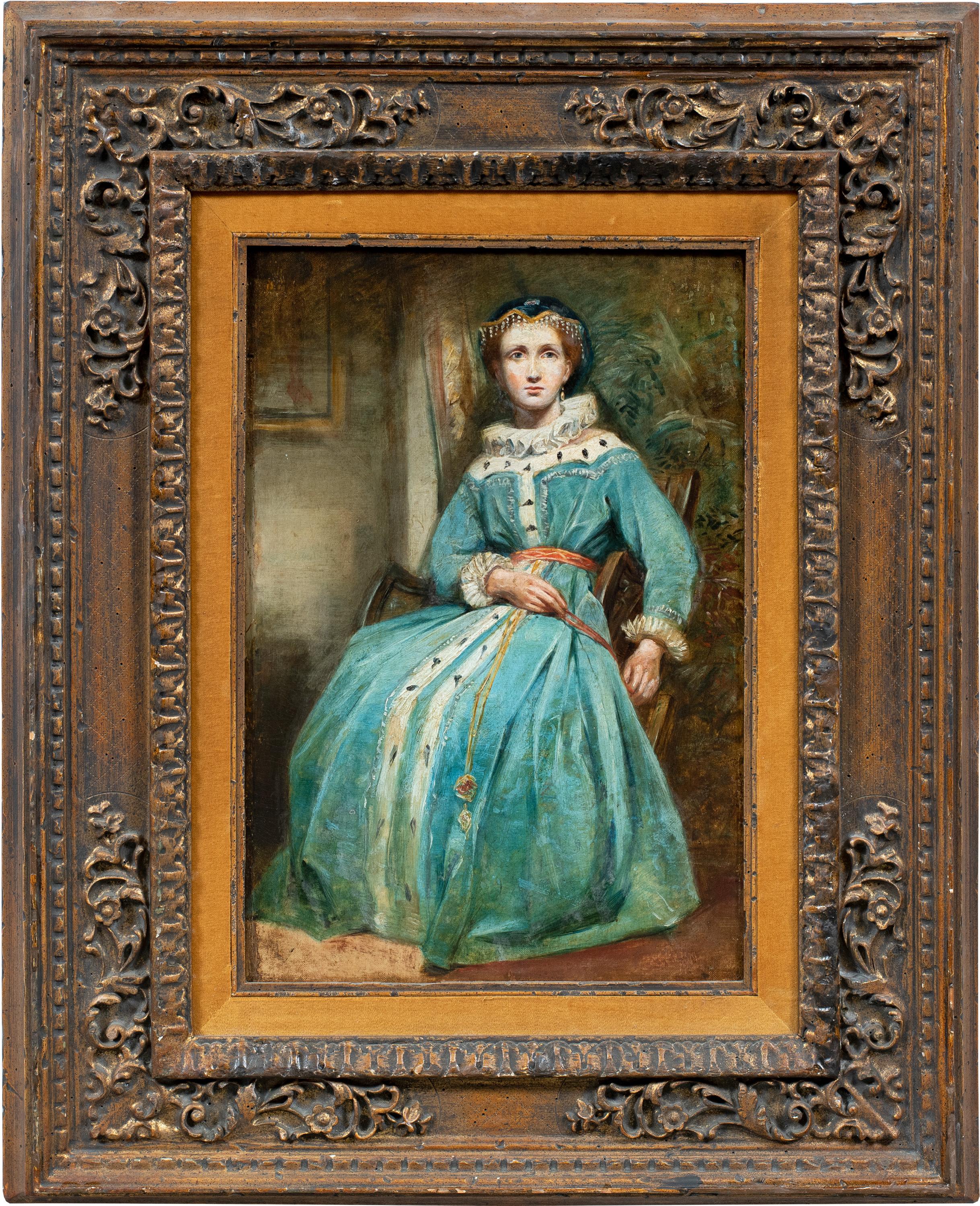 Romantic European painter - 19th century figure painting - Portrait of lady