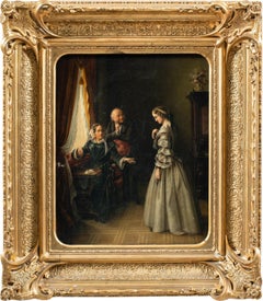 Romantic French Painter - 19th century figure painting - The letter from suitor