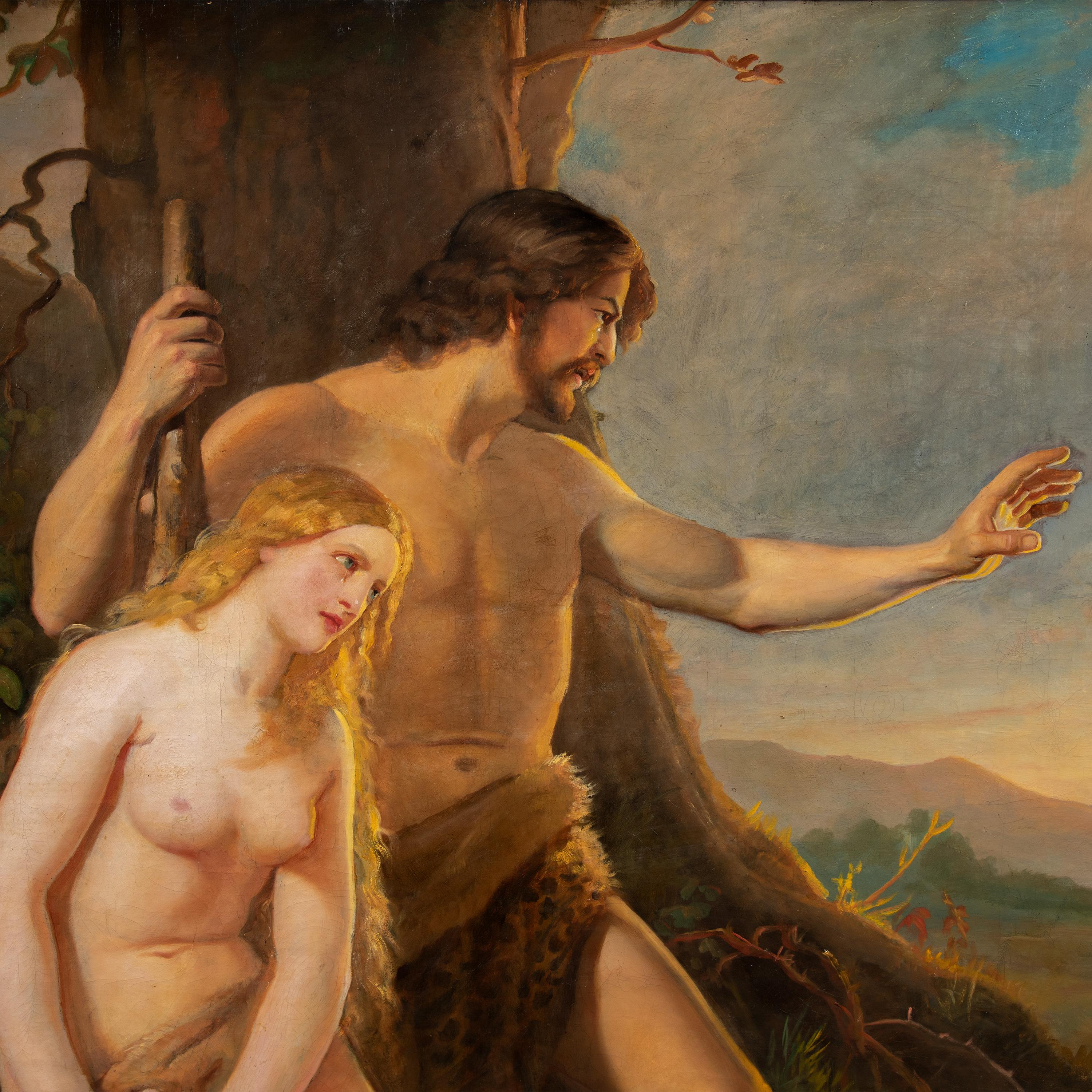 Pittore romantico francese - Pittura di figura del primo Ottocento - Adams ed Eva - Painting di Unknown