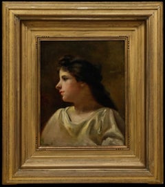 Romantic French School 1891 Oil - A Longing Gaze