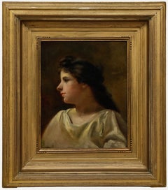 Romantic French School 1891 Oil - A Longing Gaze