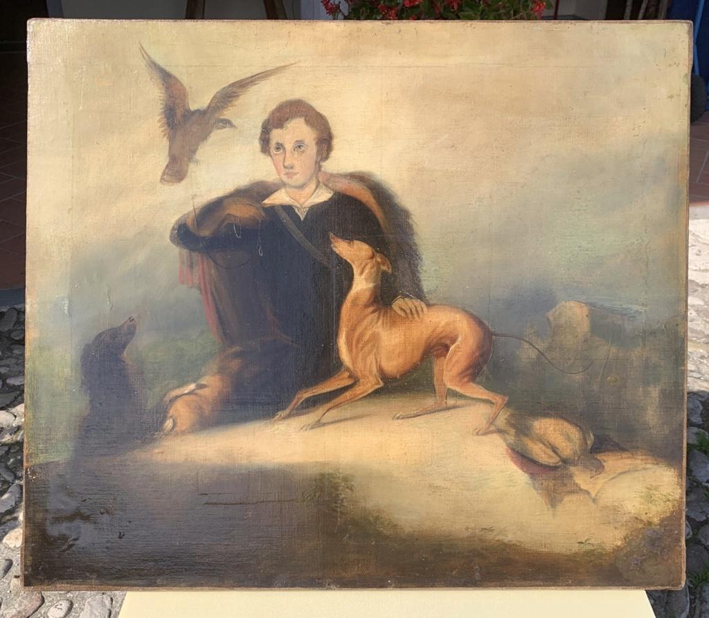 Romantic Italian painter - 19th century figure painting - Falconer Oil on canvas - Painting by Unknown
