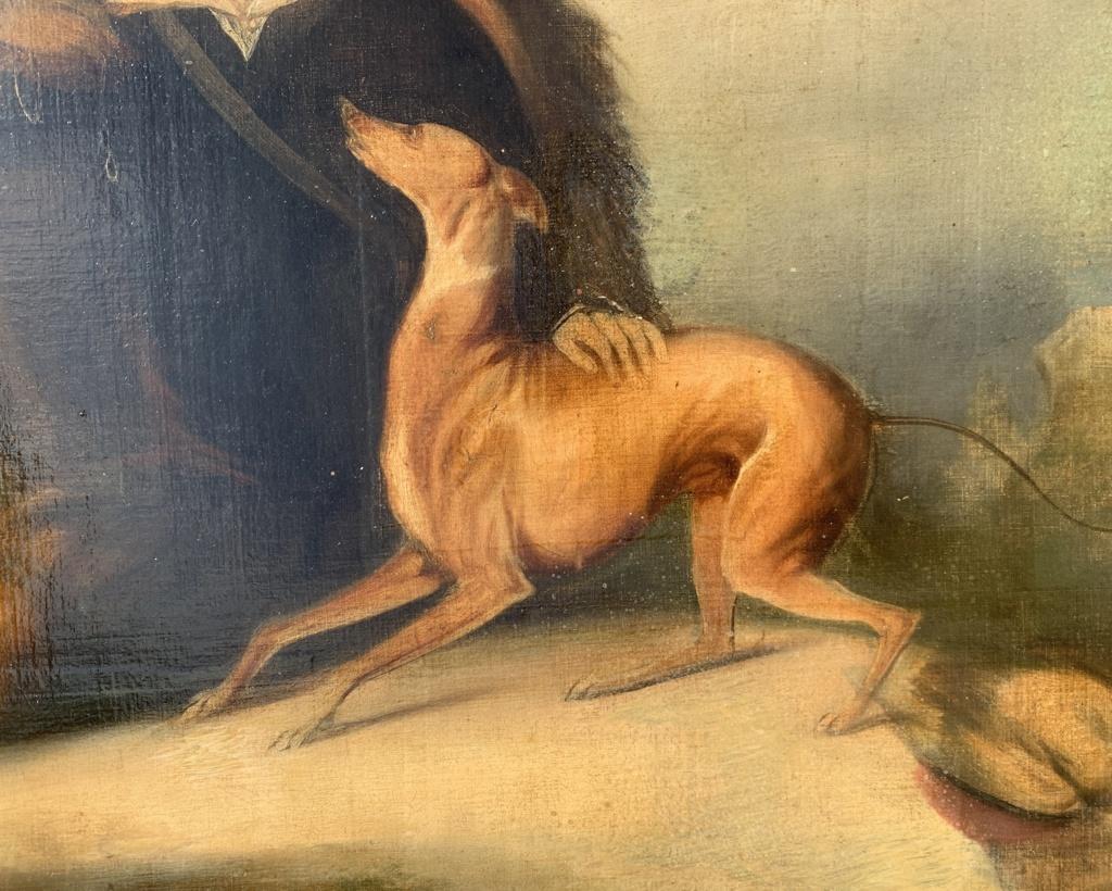 Romantiker italienischer Maler - Figurengemälde des 19. Jahrhunderts - Falconer Öl auf Leinwand im Angebot 1