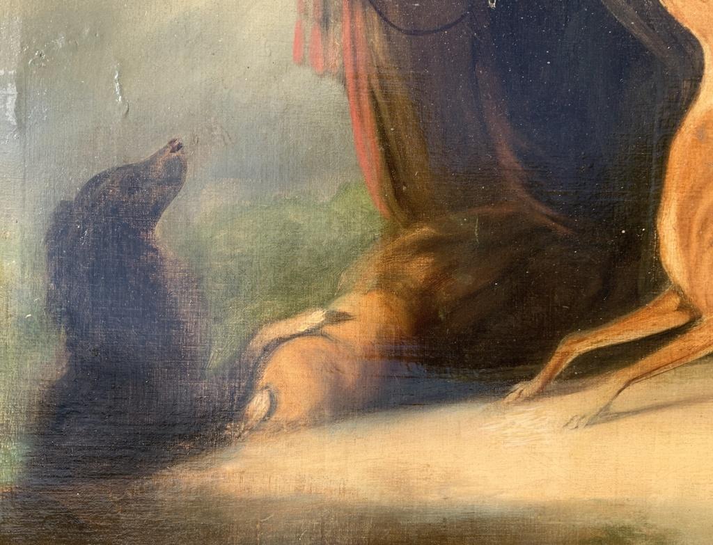 Romantiker italienischer Maler - Figurengemälde des 19. Jahrhunderts - Falconer Öl auf Leinwand im Angebot 3