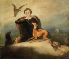 Peintre romantique italien - peinture de figures du XIXe siècle - Falcon 