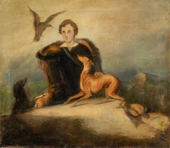 Romantic Italian painter - 19th century figure painting - Falconer Oil on canvas