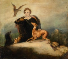 Romantic Italian painter - 19th century figure painting - Falconer Oil on canvas