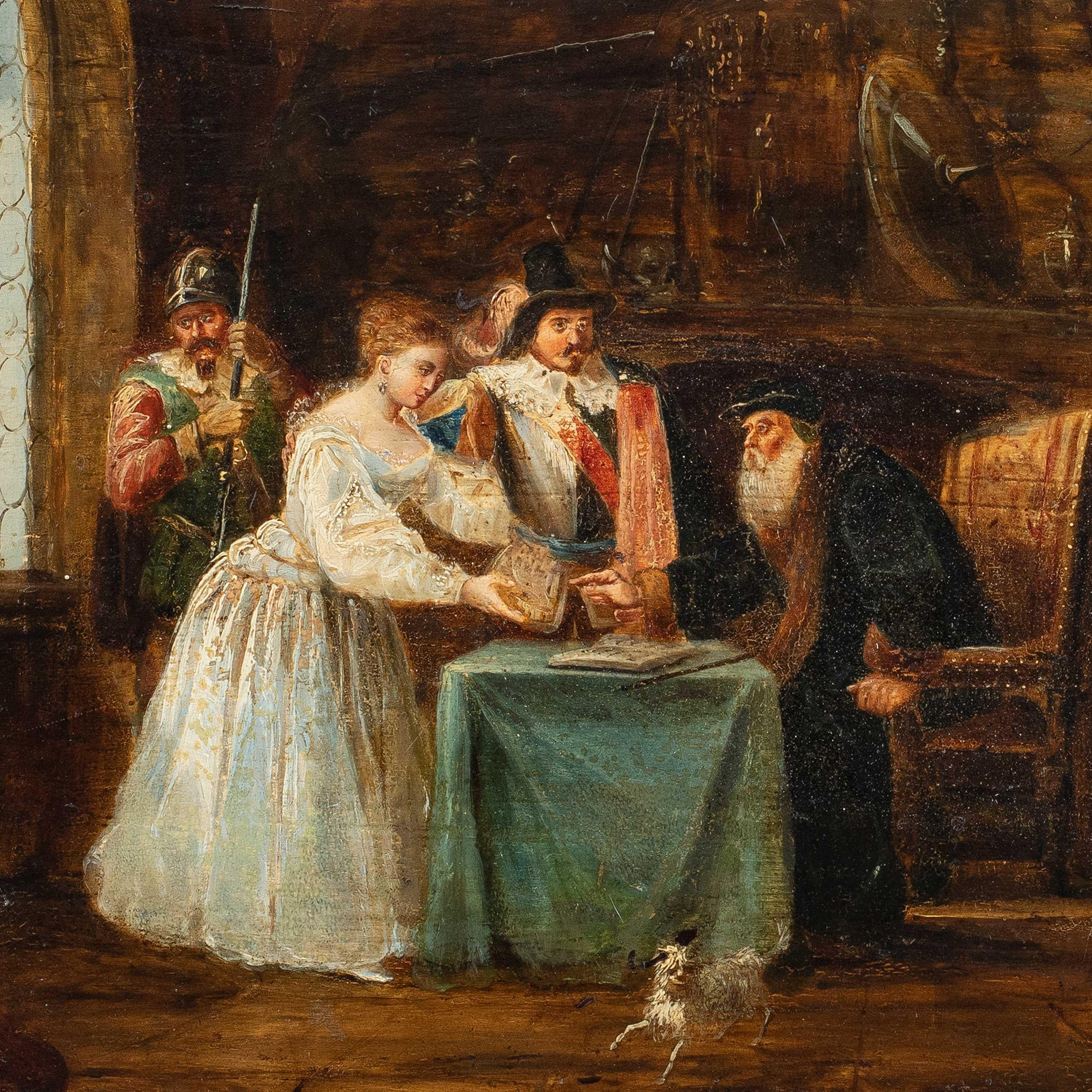 Romantic Italian painter - 19th century figure painting - Historical scene - Painting by Unknown