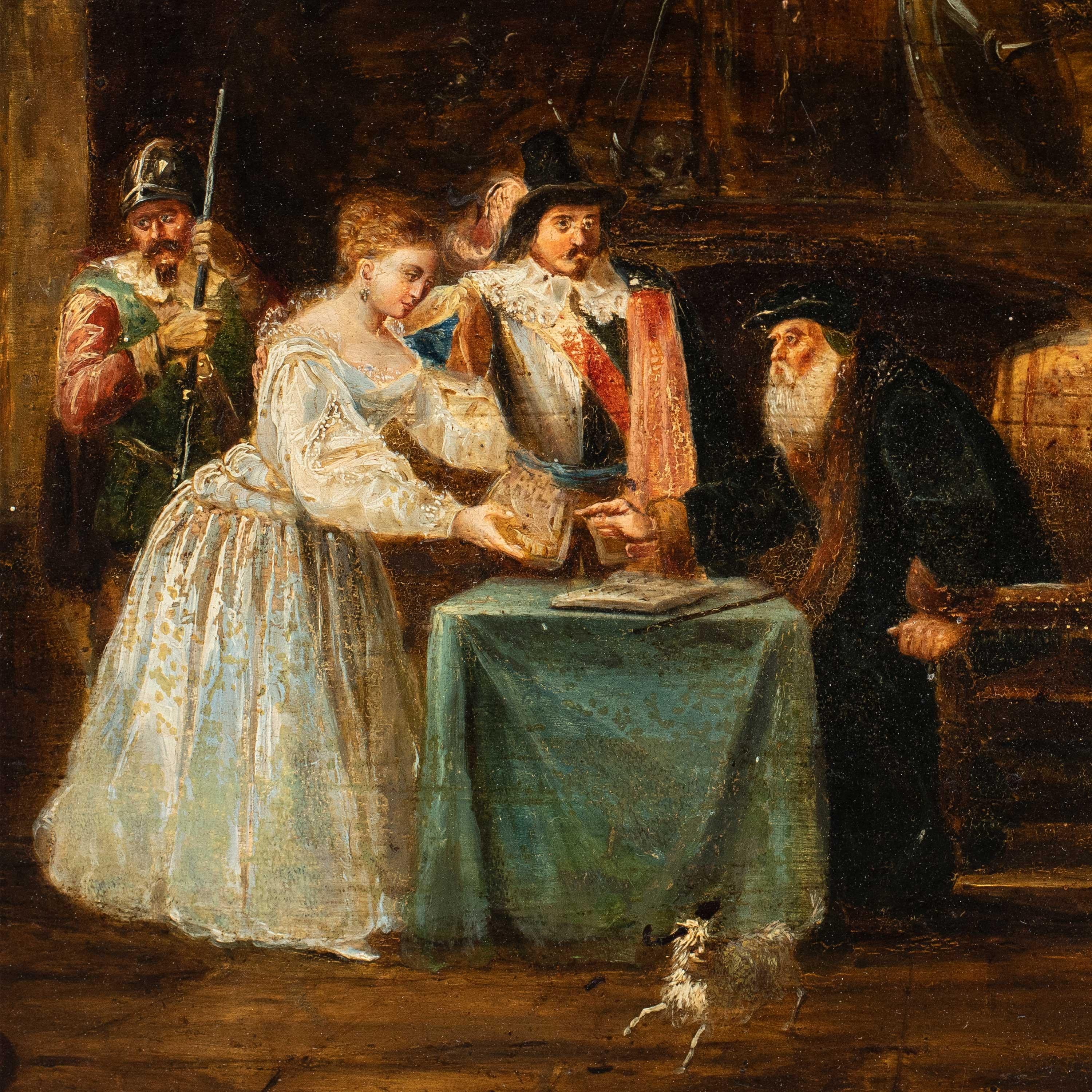 Romantic Italian painter - 19th century figure painting - Historical scene - Painting by Unknown