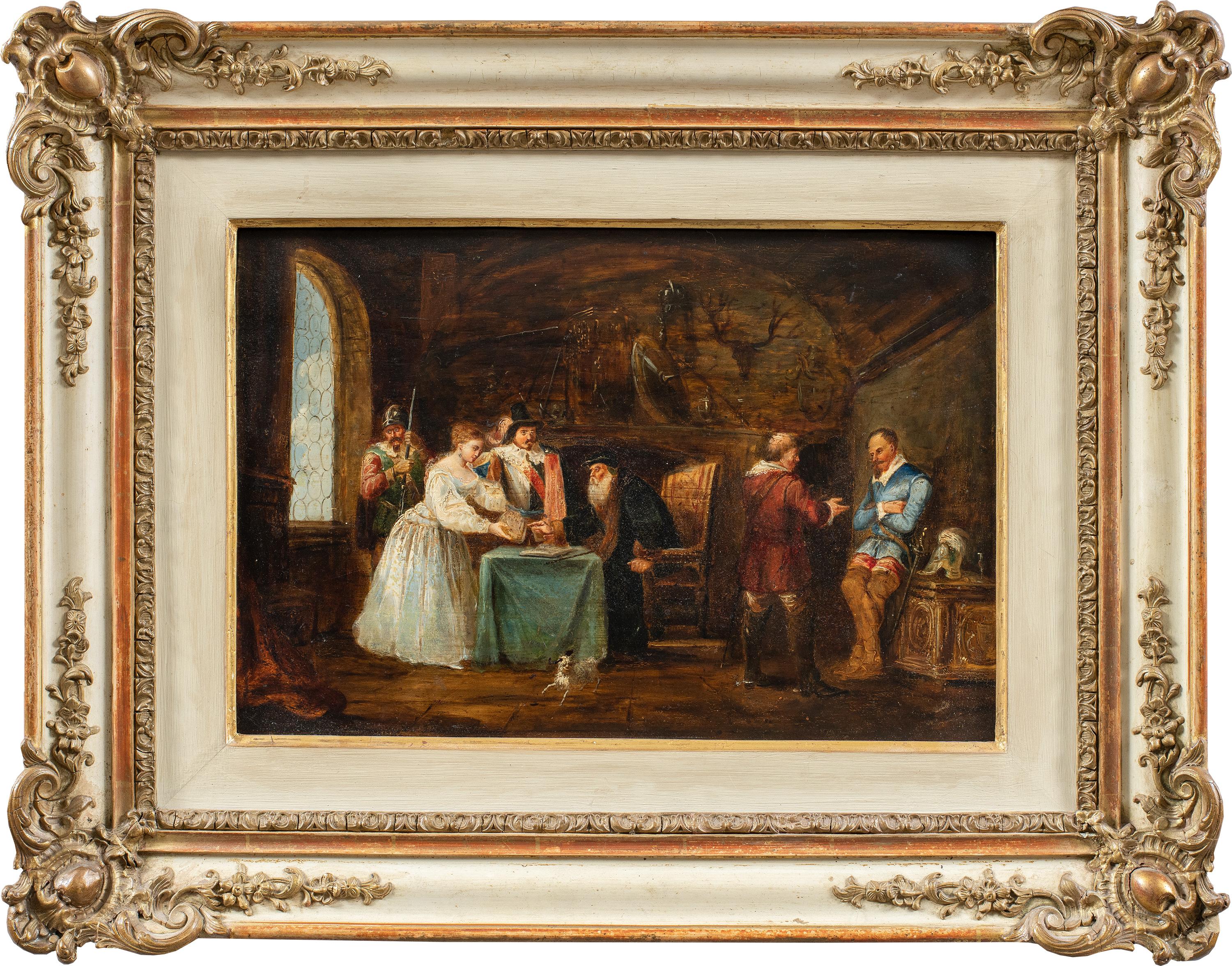 Pittore romantico italiano - Pittura di figura del XIX secolo - Scena storica