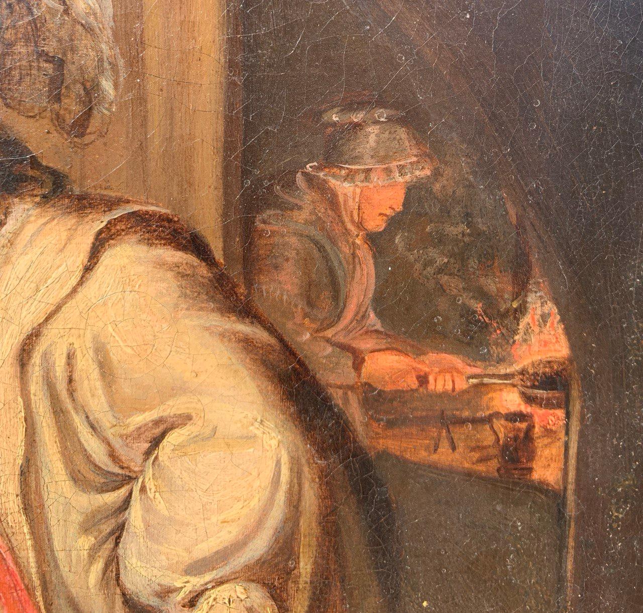 Romantic Italian painter - 19th century figure painting - Lady and Musketeer For Sale 6