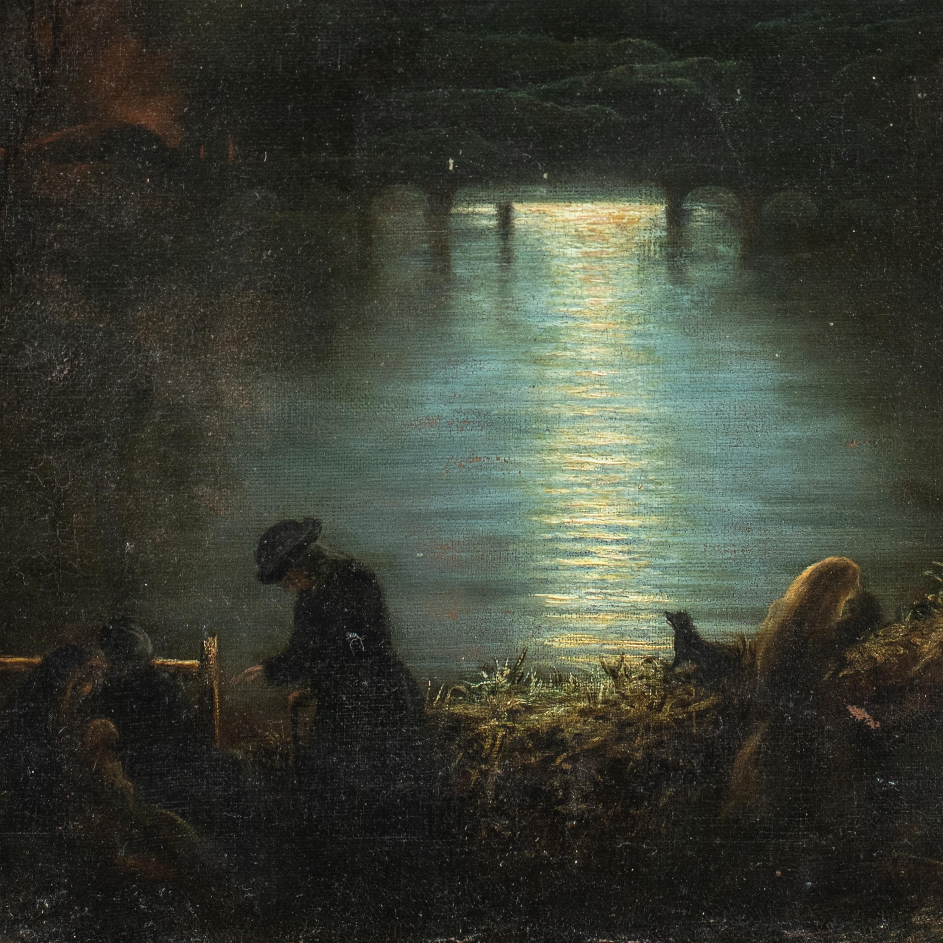 Pintor romántico británico - Paisaje europeo del XVIII-XIX - Luz de luna - Painting de Unknown