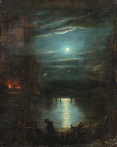 Pintor romántico británico - Paisaje europeo del XVIII-XIX - Luz de luna