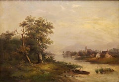 Romantic Landscape View, Oil on Canvas. 19th Century.
