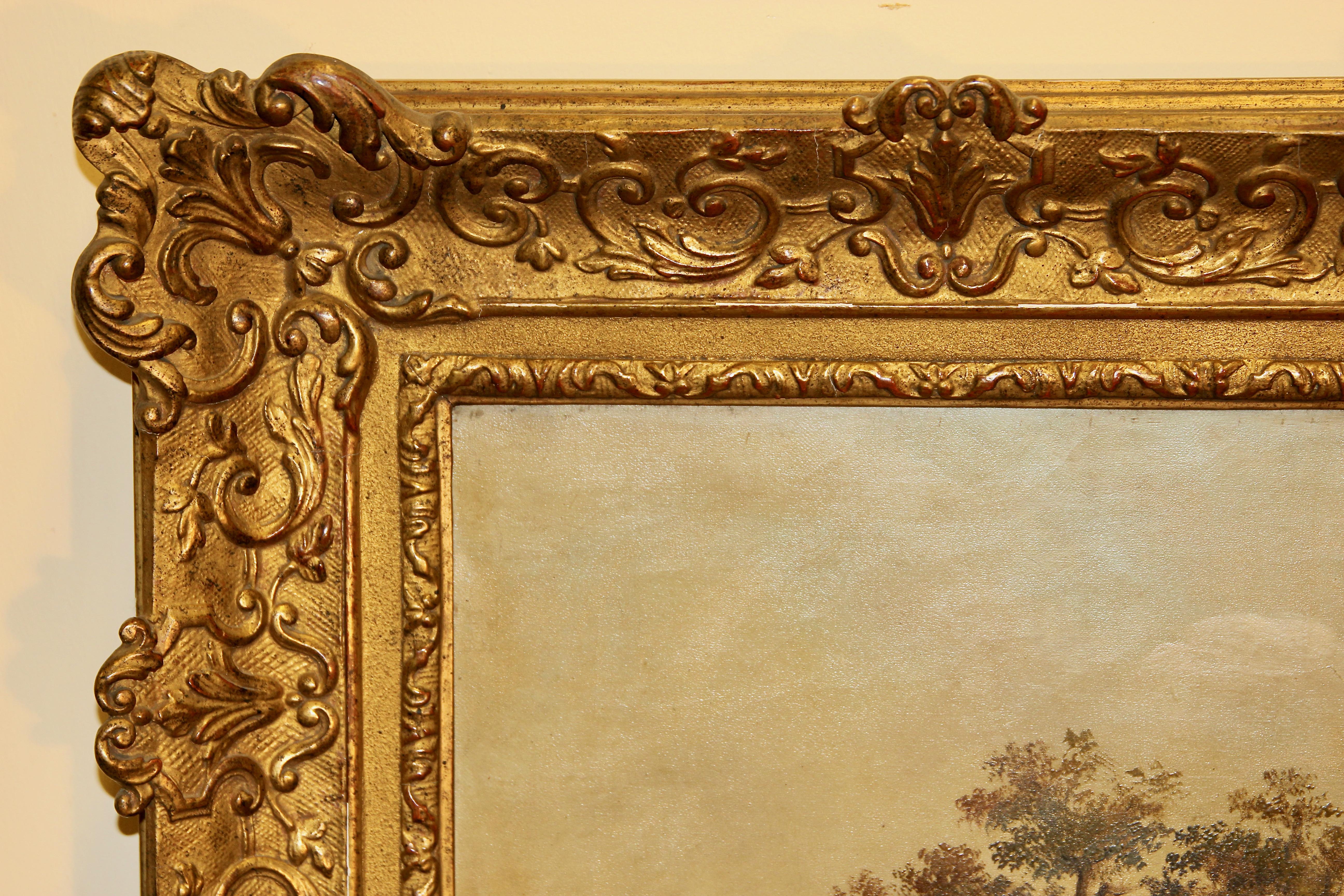 Vue d'un paysage romantique, huile sur toile. 19ème siècle.  en vente 2