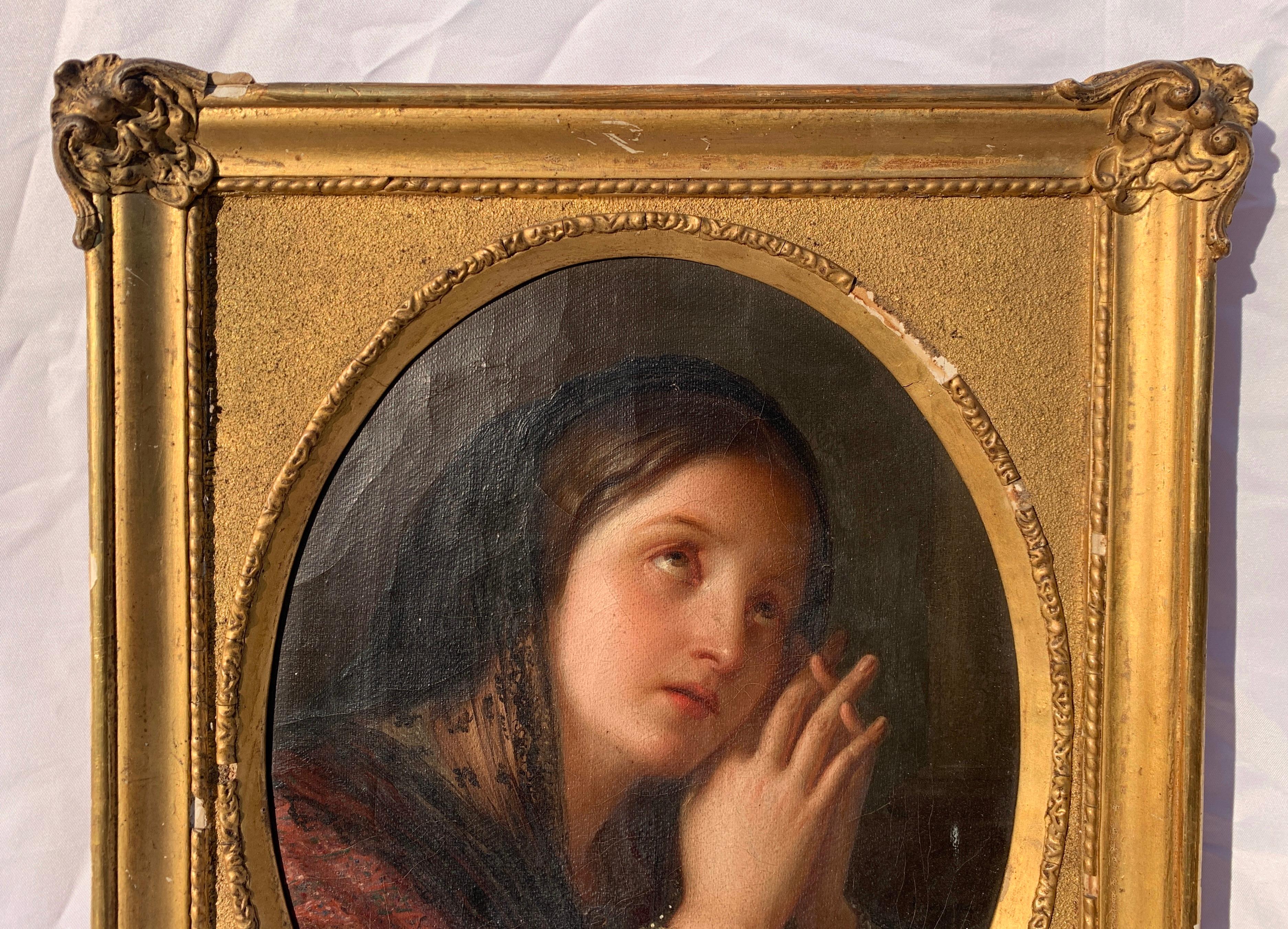 Pittore romantico (scuola italiana) - Pittura di figura del primo Ottocento - Preghiera - Painting Antichi maestri di Unknown