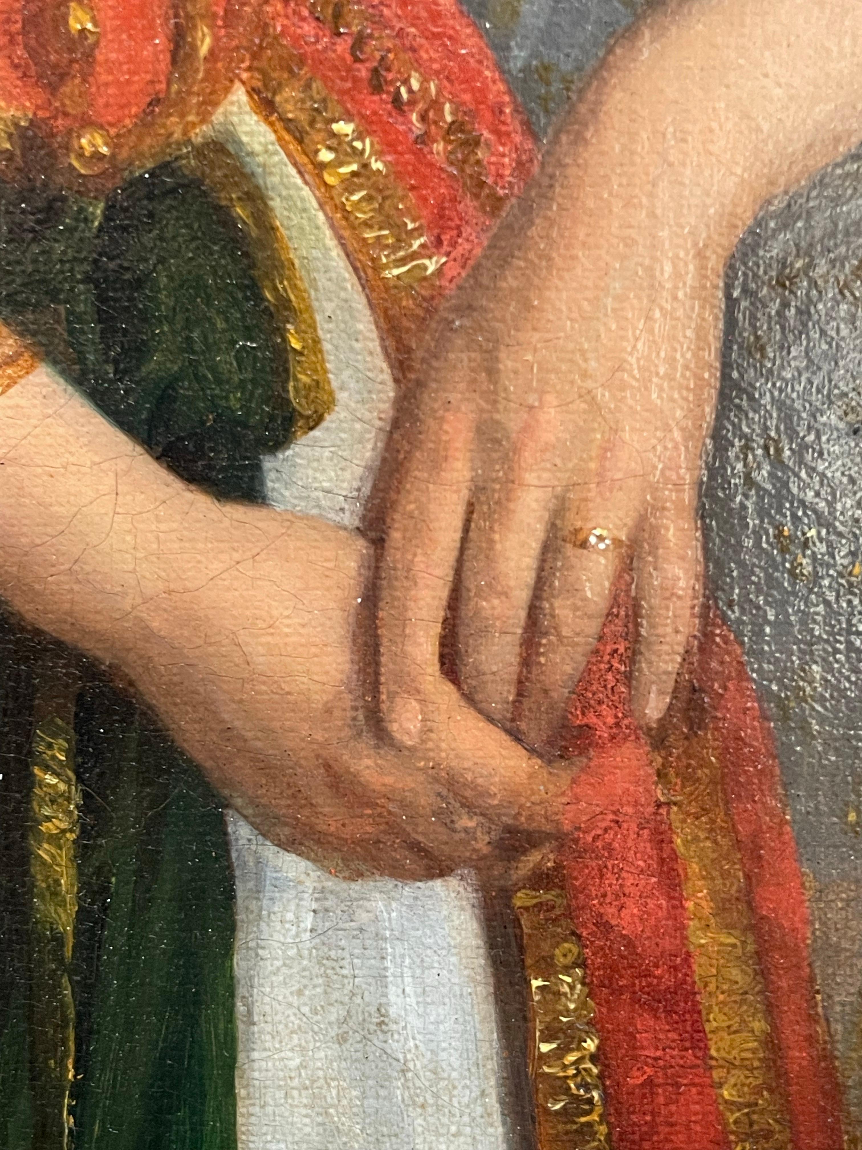 Romantisches Porträt einer Frau in orientalischer Kleidung zwischen griechischen Ruinen, um 1840 im Angebot 7