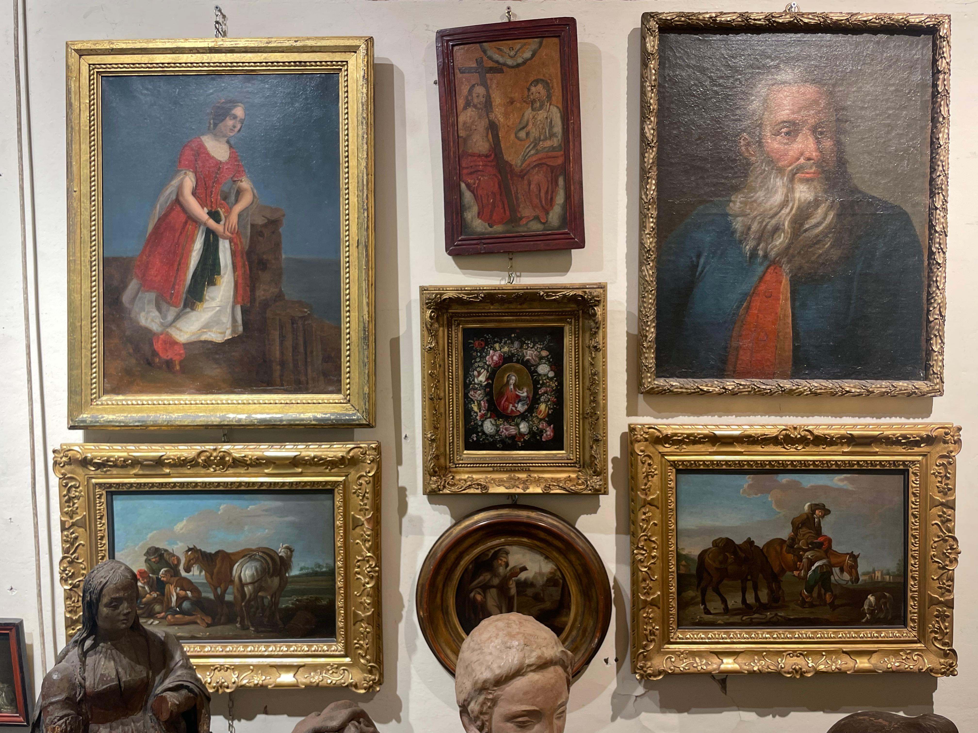 Romantisches Porträt einer Frau in orientalischer Kleidung zwischen griechischen Ruinen, um 1840 im Angebot 2