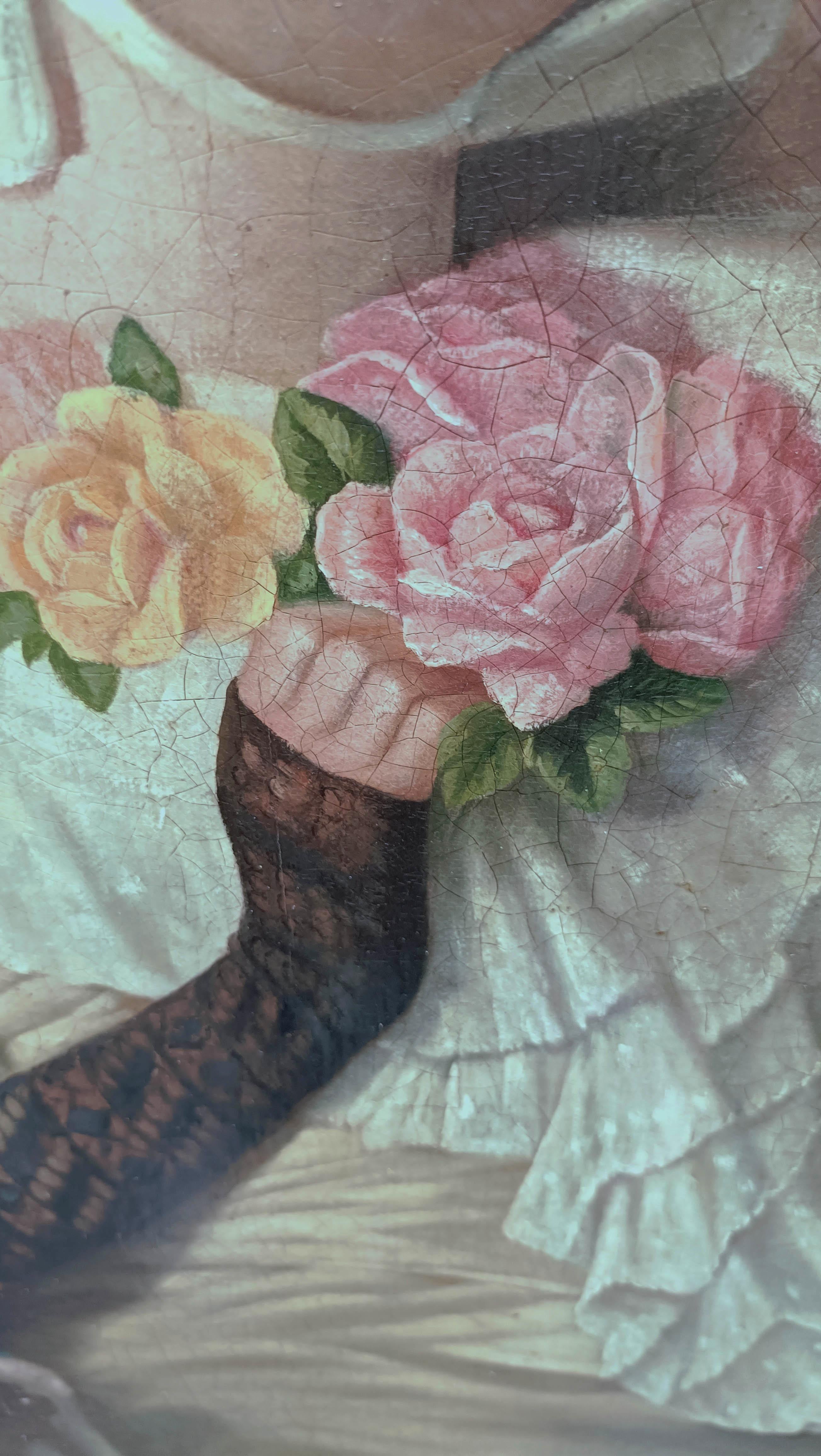 Scena romantica - Pittura figurativa italiana olio su tela in vendita 5