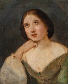 Pittore italiano del Romanticismo - Pittura di figura del XIX secolo - Ritratto di ragazza
