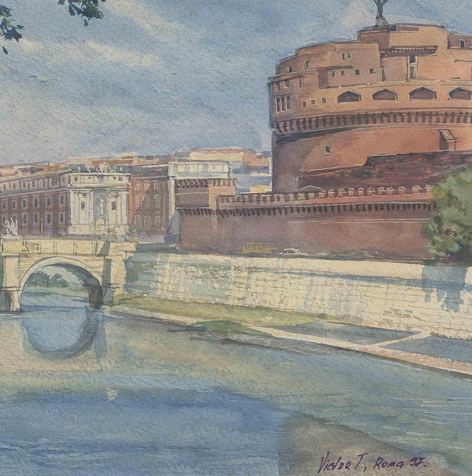 Unknown Figurative Painting - Rome - Drawing by Viktor T - 1997