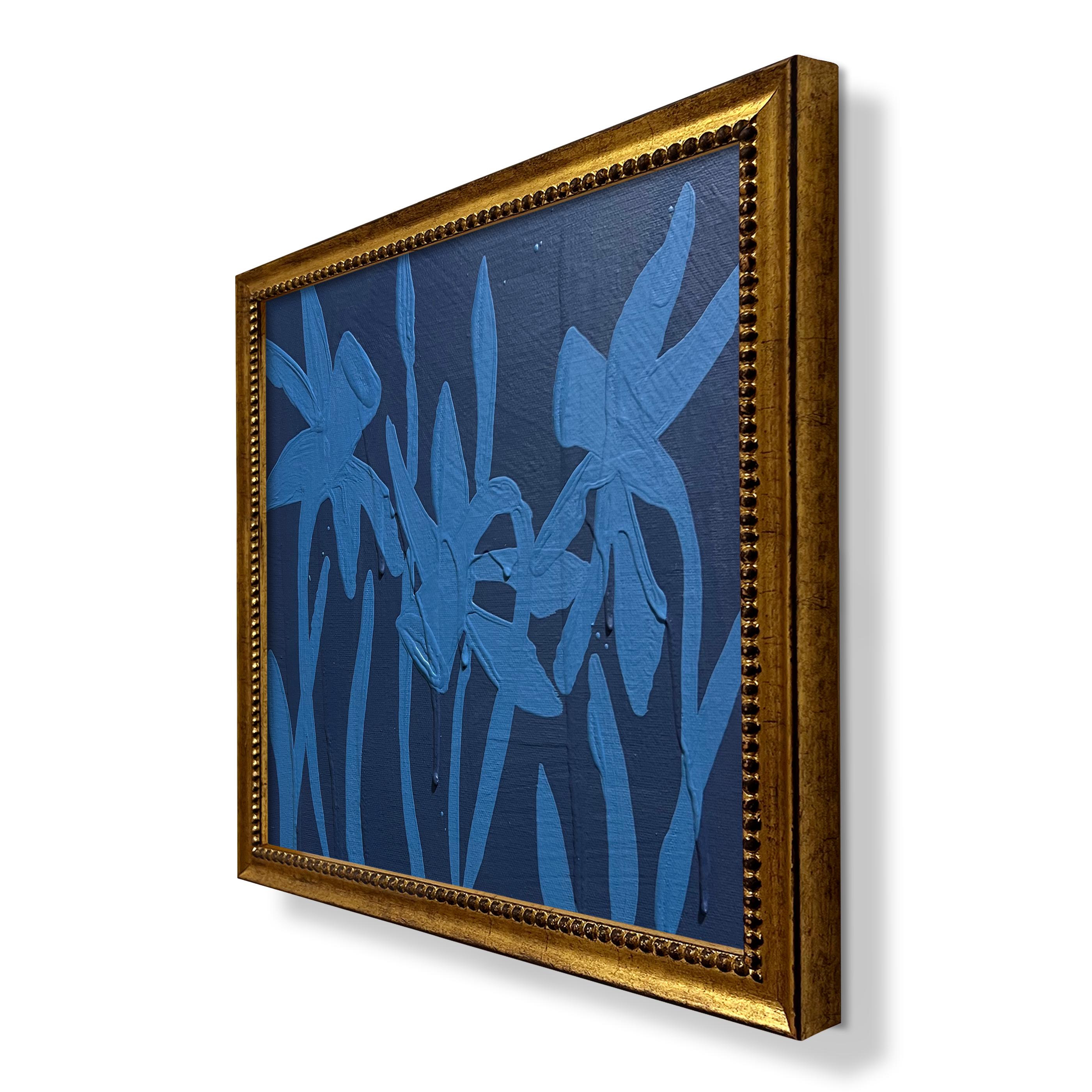 Ron Giusti Mini Daffodil Navy Cerulean Acrylic Painting 1