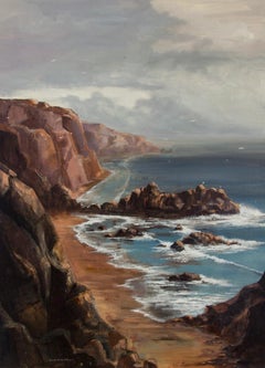 Ronald Deighton - Signed 1977 Oil, English Coastal Landscape with Rocky Outcrop