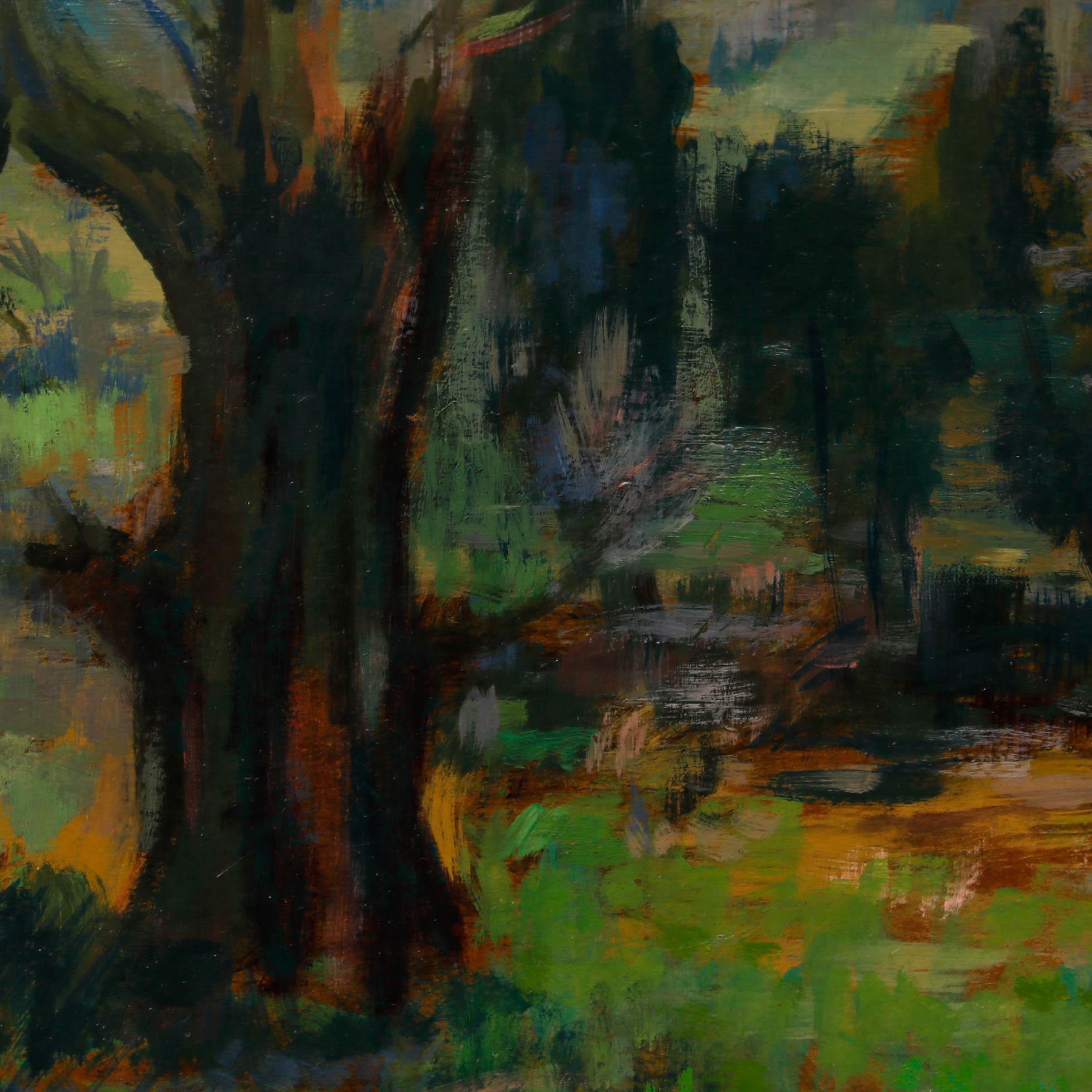 Une étude expressive à l'huile datant du milieu du siècle dernier qui capture la beauté de la campagne anglaise au cœur de l'automne. Bien présenté dans un cadre à effet doré. Signé et daté. A bord.