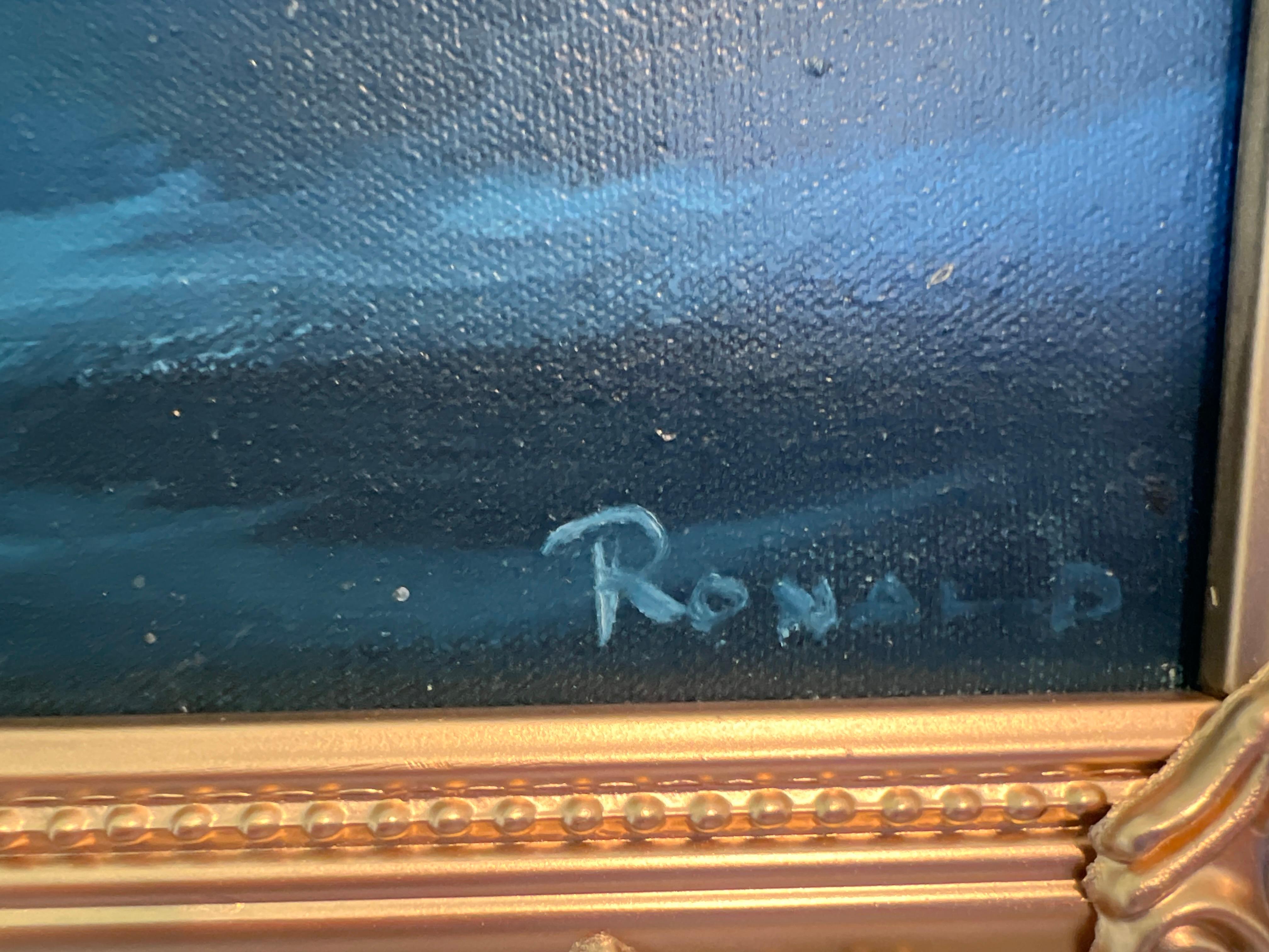 Ronald Original Ölgemälde Großes Schiff auf See Maritim Nautisch Ozean Meereslandschaft im Angebot 3