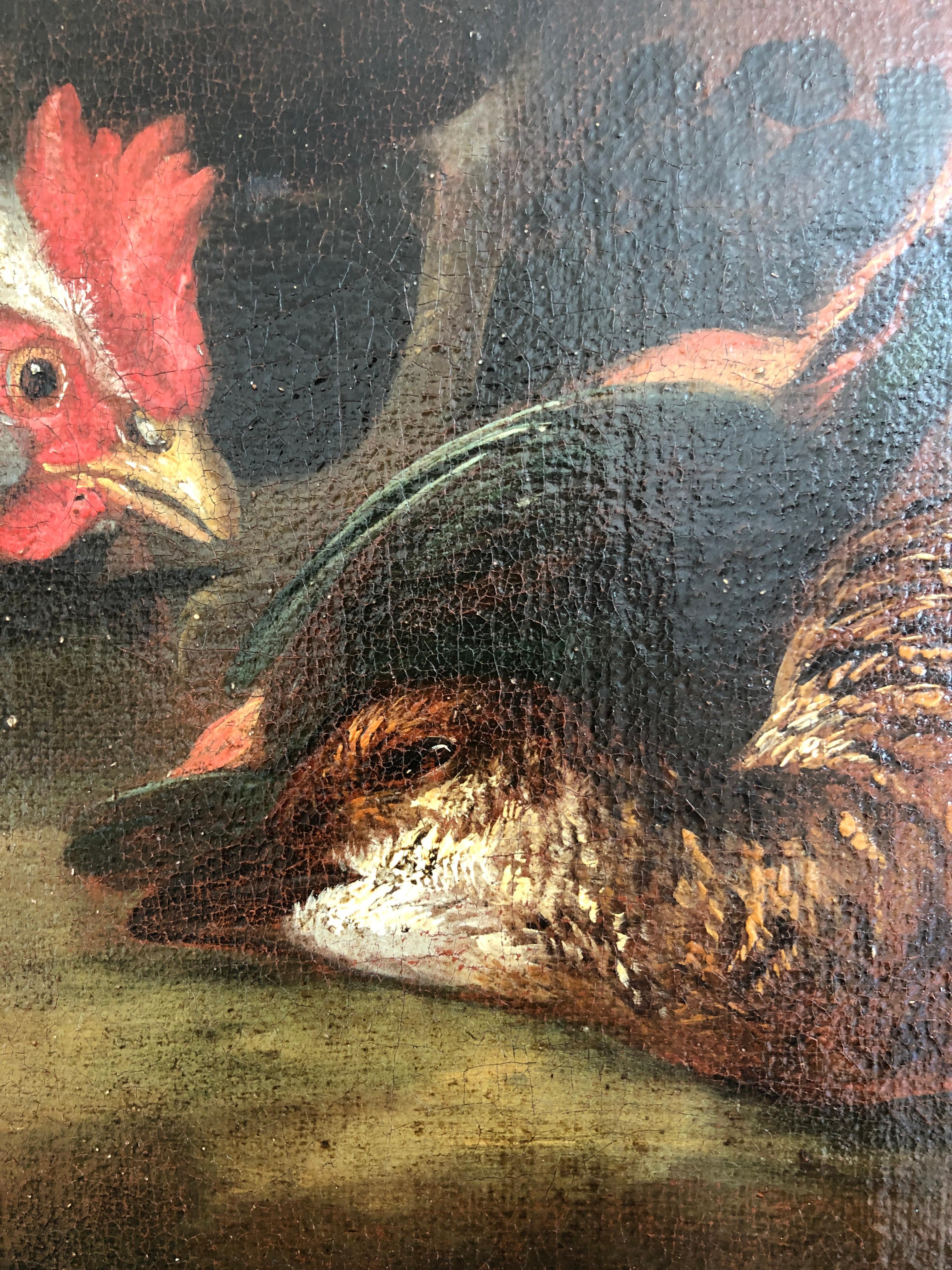 Rooster and game - Dutch School Painting by Unknown