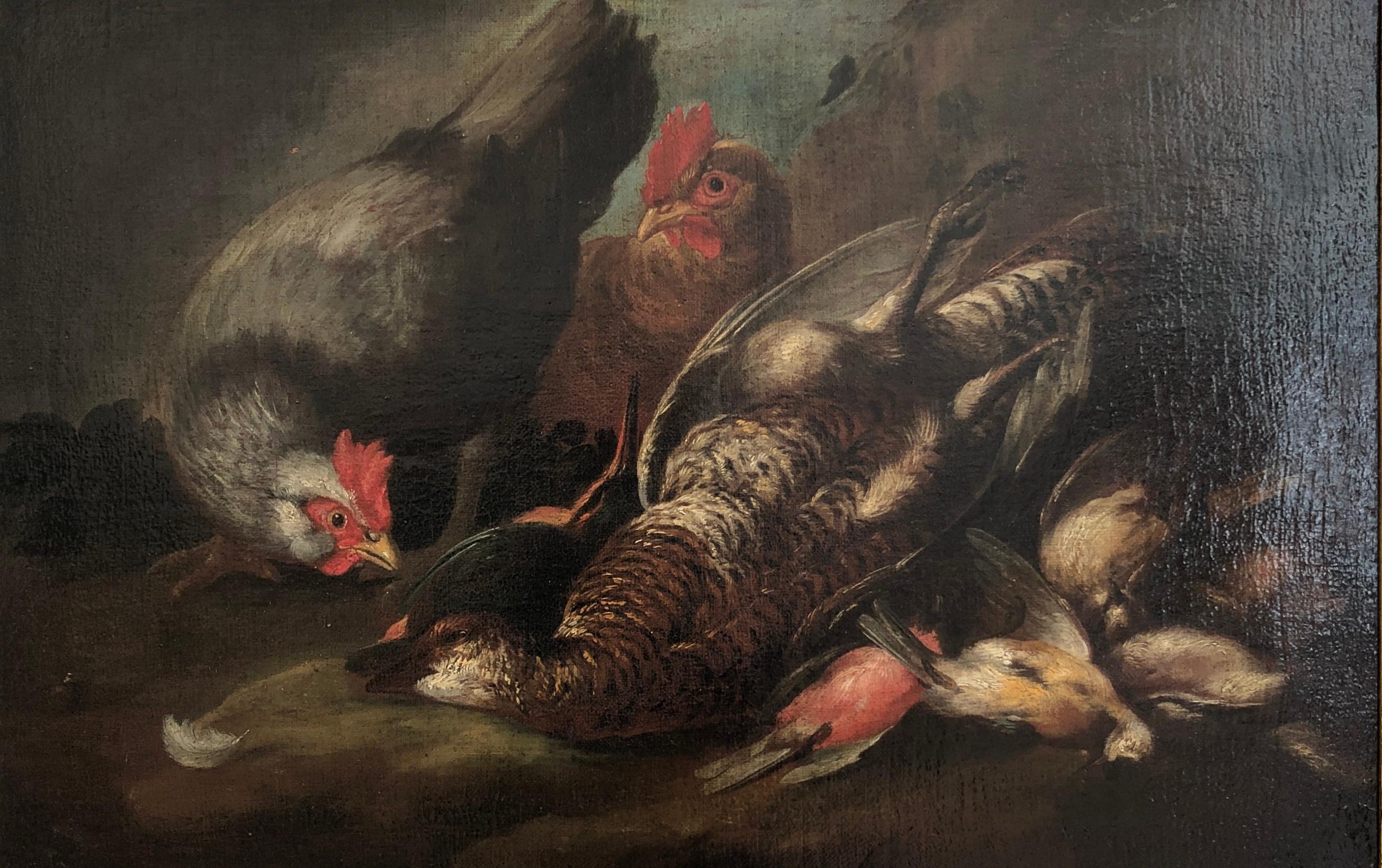 Unknown Figurative Painting - Rooster and game