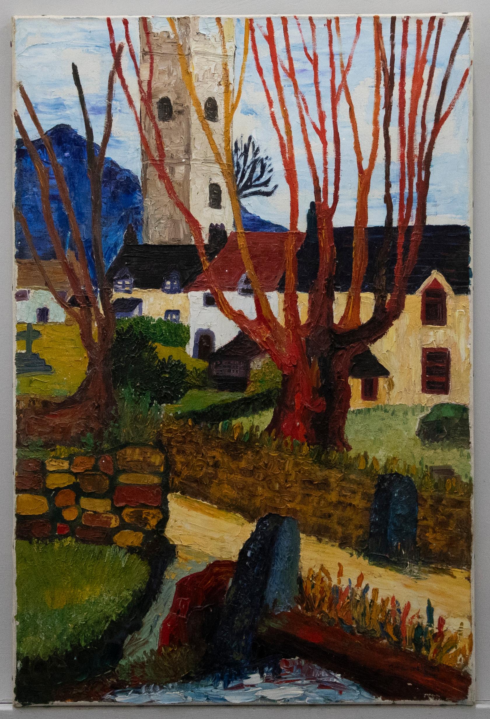 Rosa Geldon - Contemporary Oil, Church Cottages - Painting by Unknown