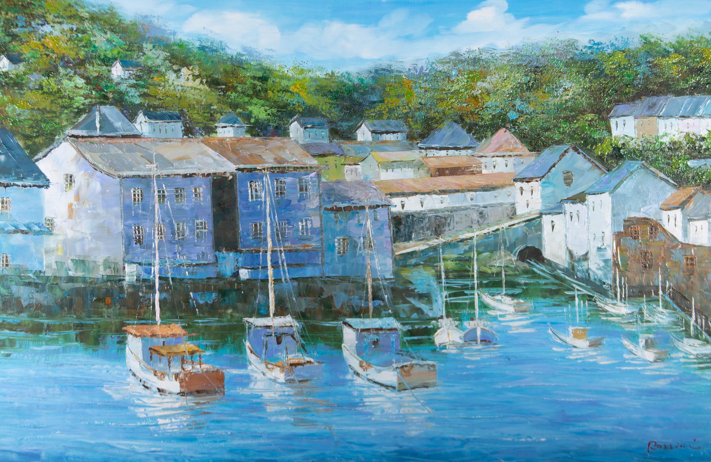 Rossini - 20th Century Oil, Cornish Harbour - Painting by Unknown