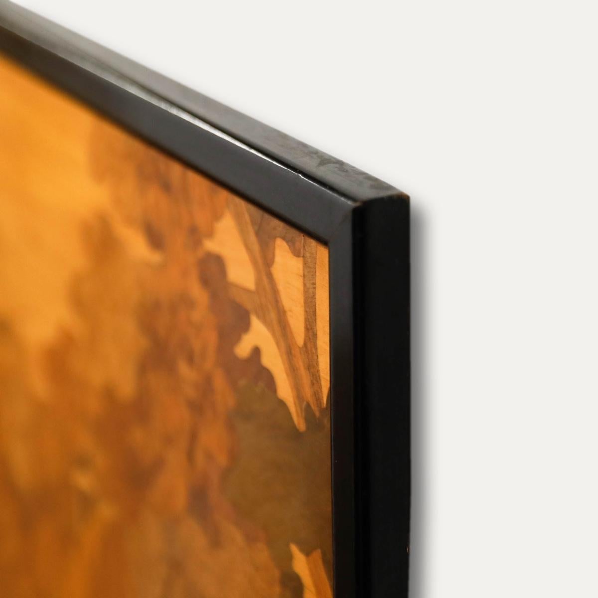 Panneau de marqueterie du milieu du 20e siècle de style Gallery - The Village Street - Marron Landscape Painting par Unknown