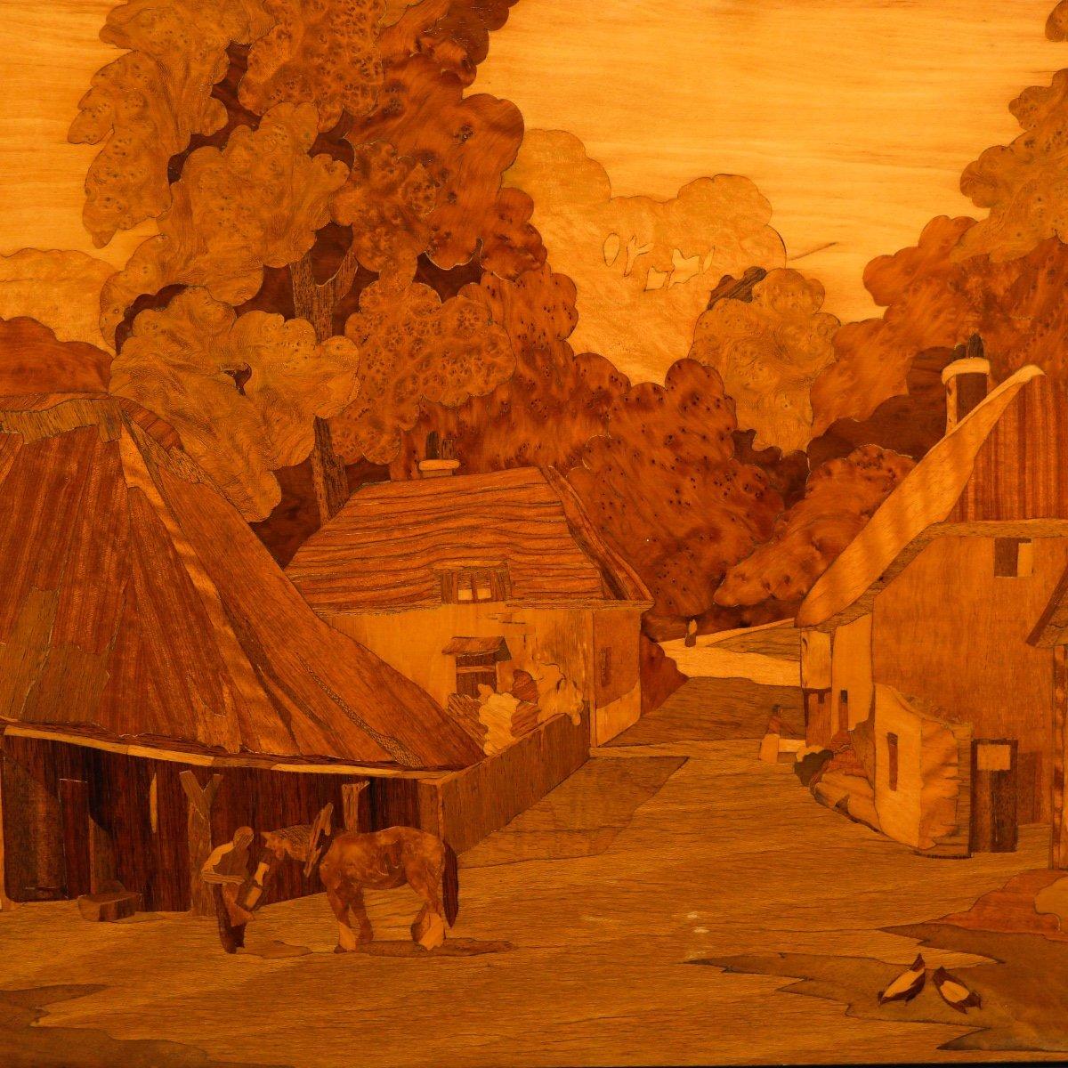 Panneau de marqueterie du milieu du 20e siècle de style Gallery - The Village Street en vente 1