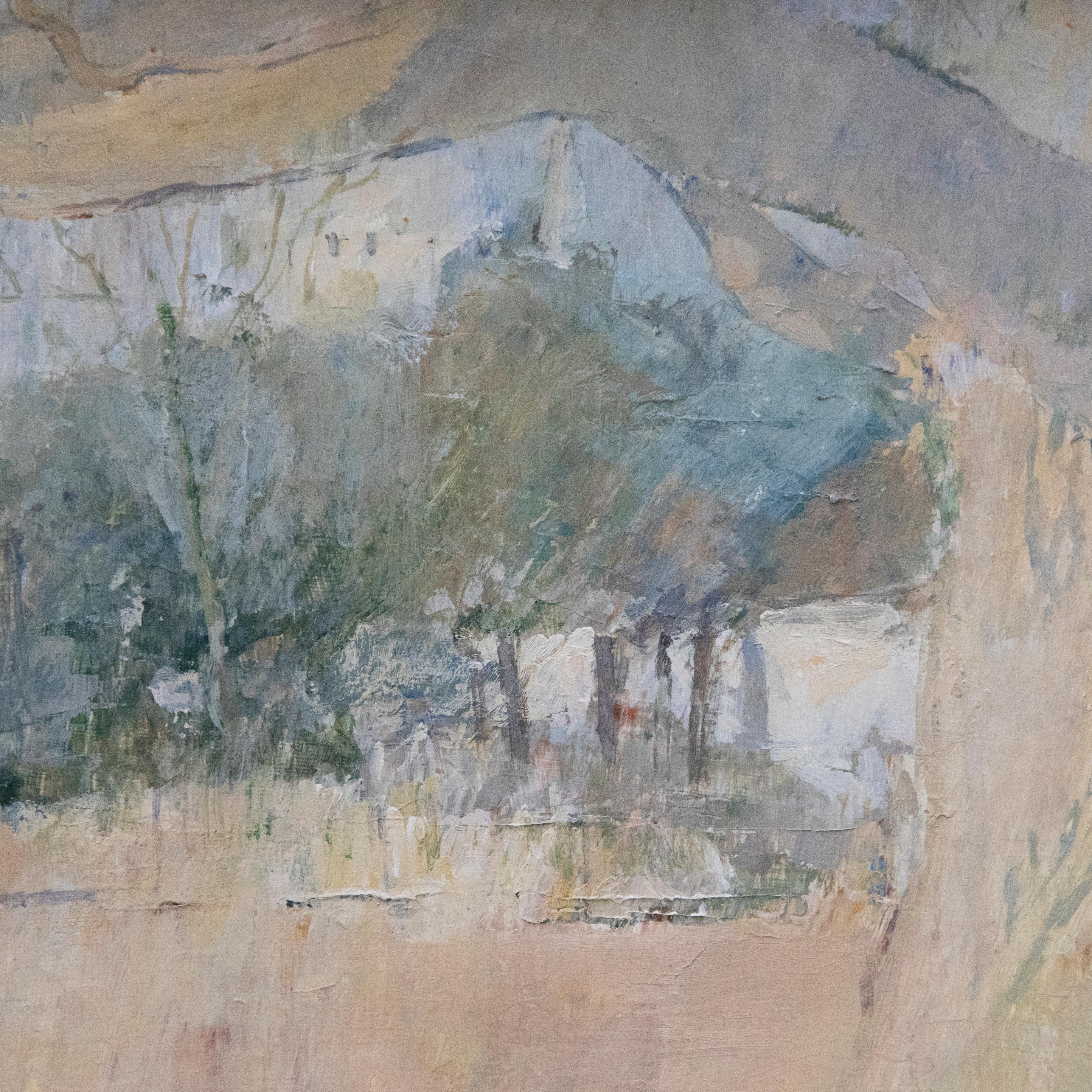 Roy Hewish (nato nel 1929) - Olio del XX secolo incorniciato, Campi e alberi 1