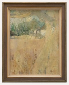 Roy Hewish (nato nel 1929) - Olio del XX secolo incorniciato, Campi e alberi