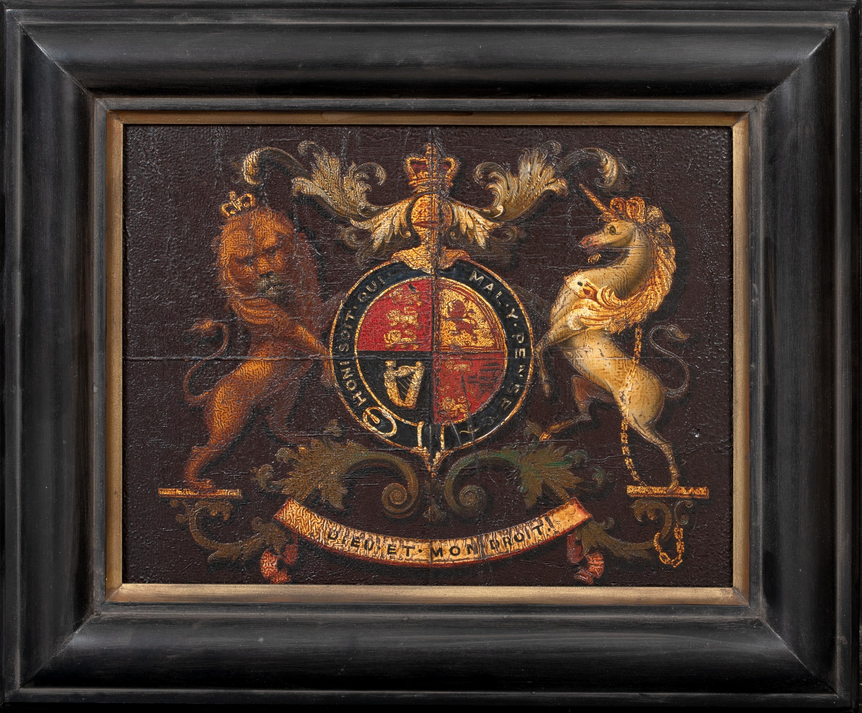 Unknown Portrait Painting - Royal Coat Of Arms, King William III, William Of Orange, 17th Century 
