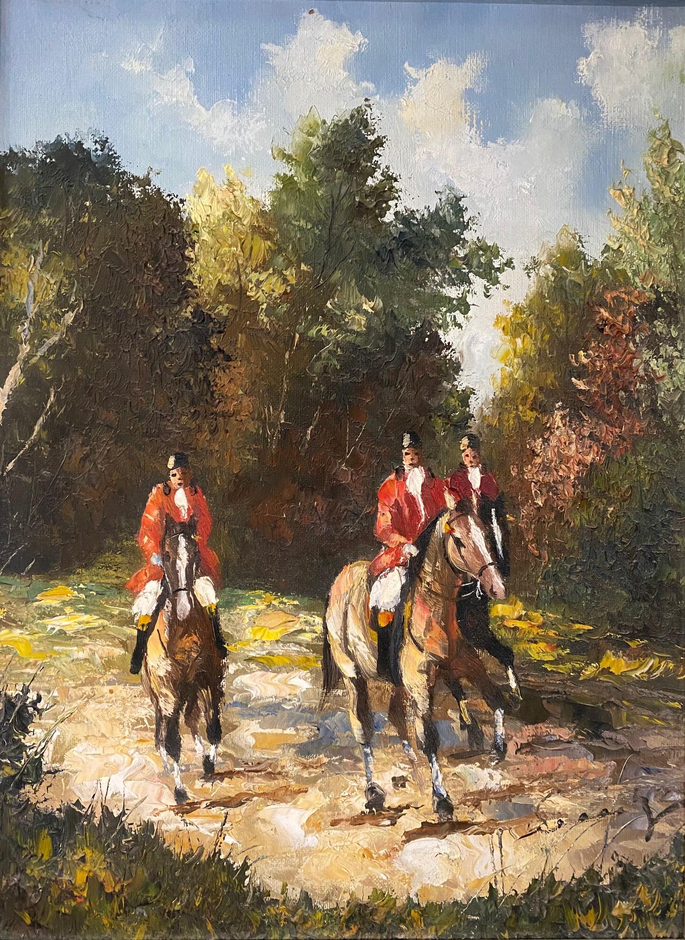 Royal horsemen - Oil on canvas 41x30 cm - Painting by Unknown