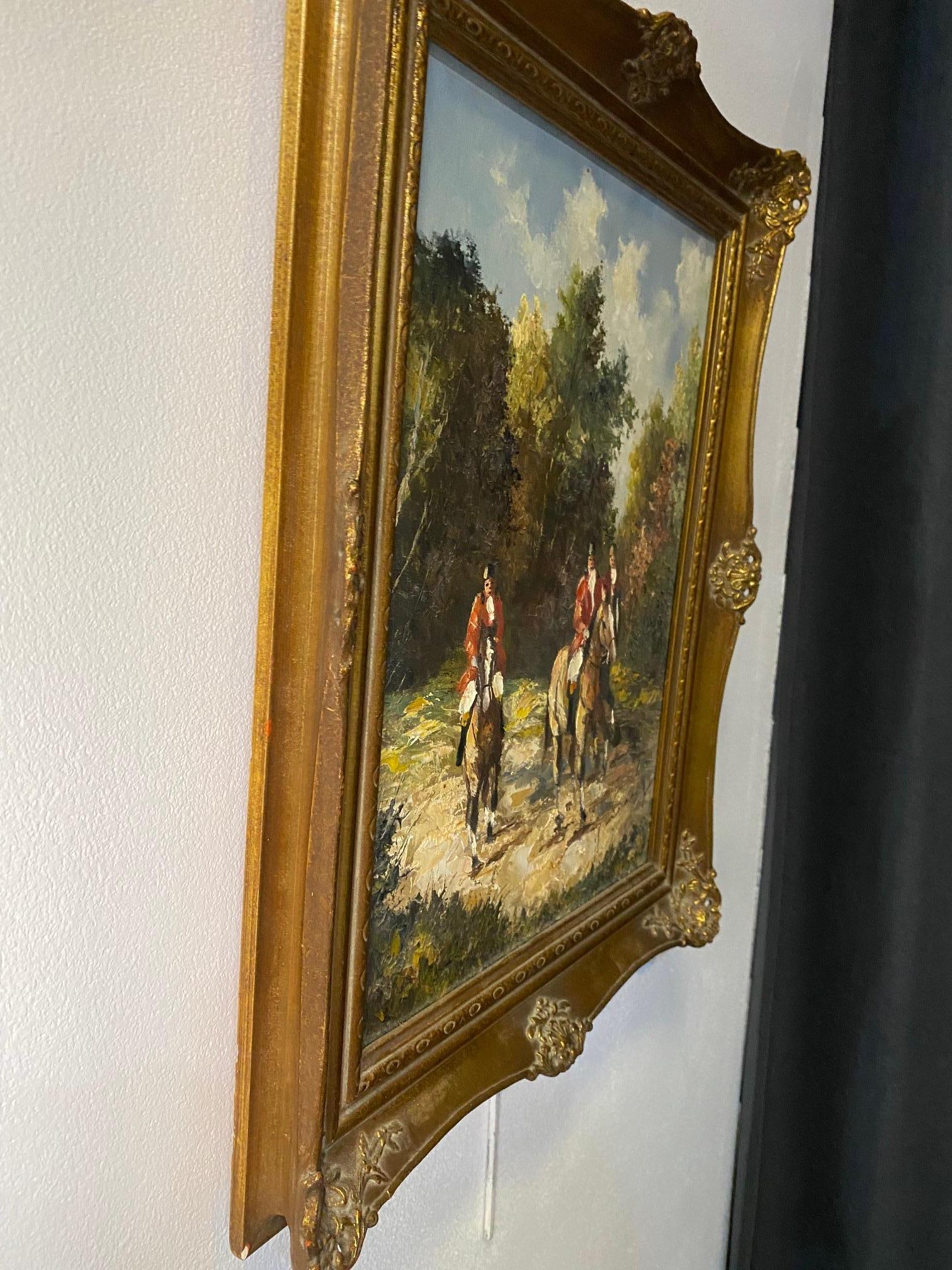 Royal horsemen - Oil on canvas 41x30 cm For Sale 3