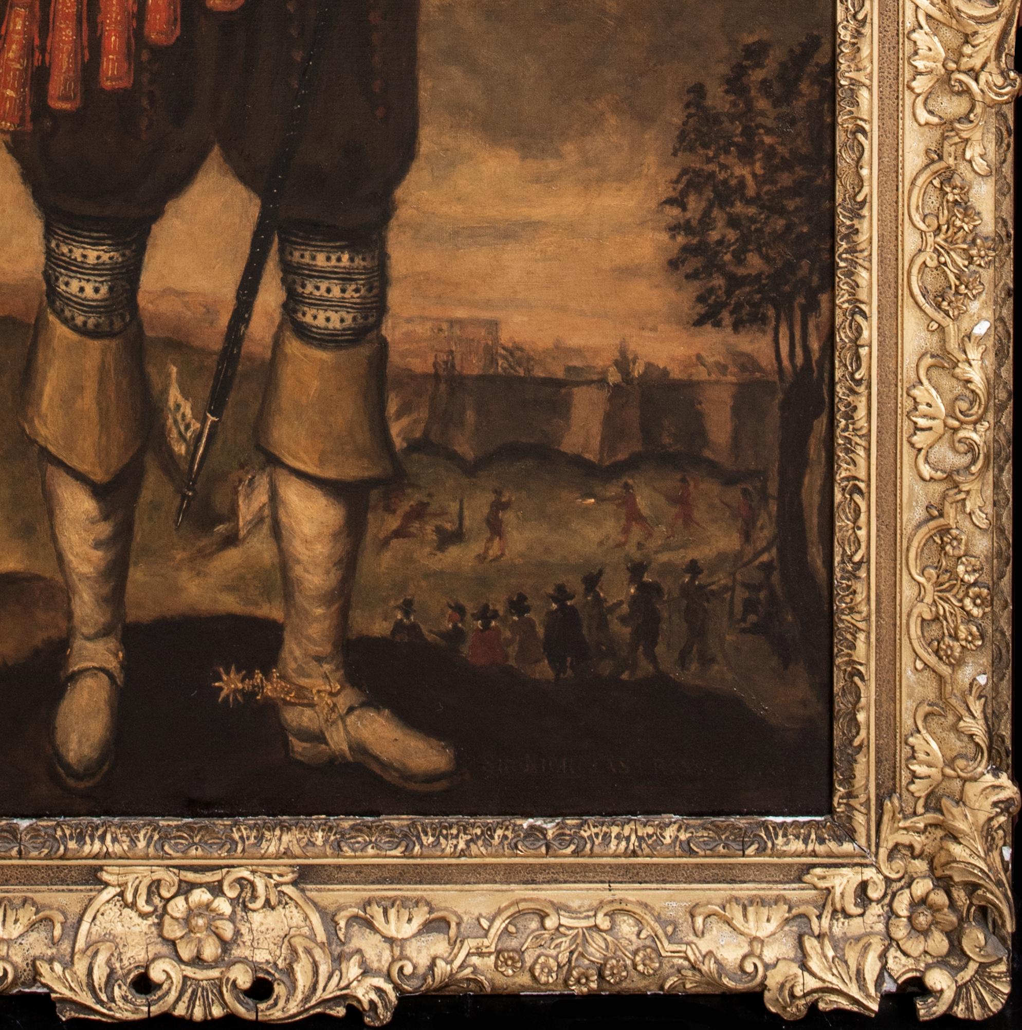 Royalist Portrait of Sir Nicholas Crispe 1st Baronet (1599-1666)

English School

Large English School Portrait of Sir Nicholas Crispe 1st Baronet (1599-1666), oil on canvas. Full length antique portrait of Sir Crispe sporting his rifle over one