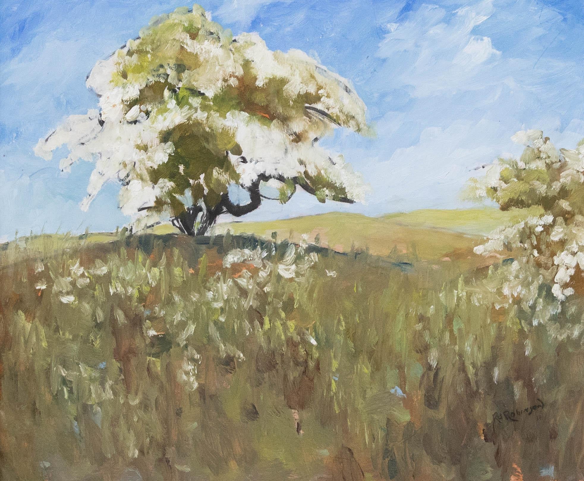 Ru Robinson - Olio contemporaneo con cornice, Una boccata d'aria fresca - Painting di Unknown
