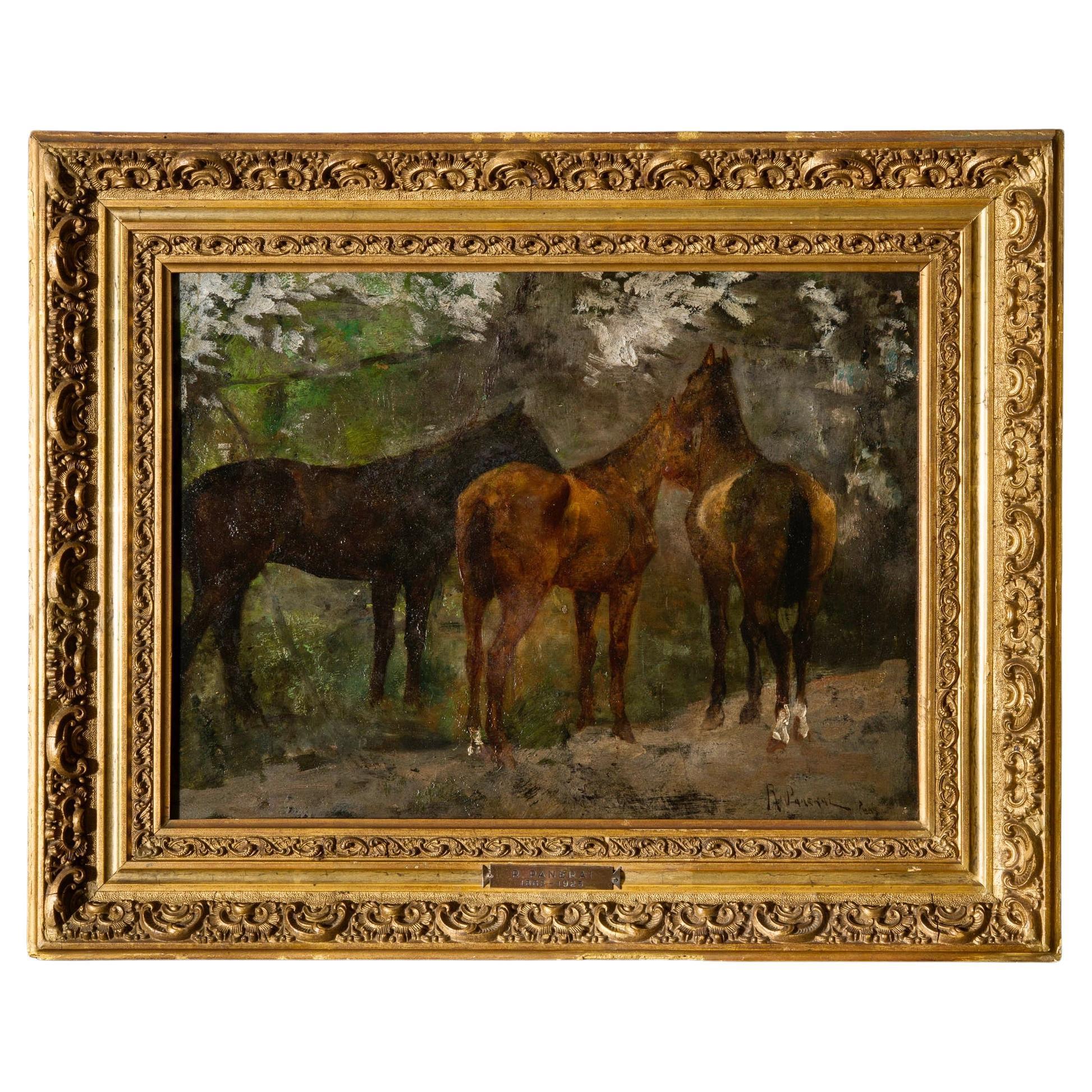 Unknown Landscape Painting – Signiertes Gemälde von Ruggero Panerai, 19. Jahrhundert